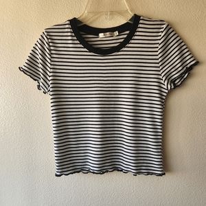 Heart Hips Black and White Striped crop top